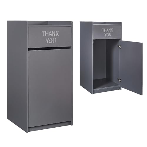 Restaurant Trash Can Cabinet, Commercial Trash Cans 40 Gallon Wooden Trash Can and Garbage Receptacle with Tray Holder, Door, Large Trash Bin for Restaurants, Cafeteria, Kitchen, Office, School