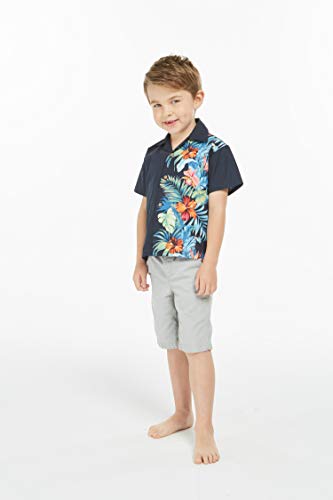 Image of Matchable Family Hawaiian Luau Men Women Girl Boy Clothes in Orchid Paradise Navy