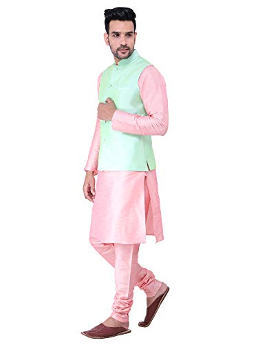 Image of Sadree Silk Men's Kurta Pajama Waistcoat or Nehru Jacket Set