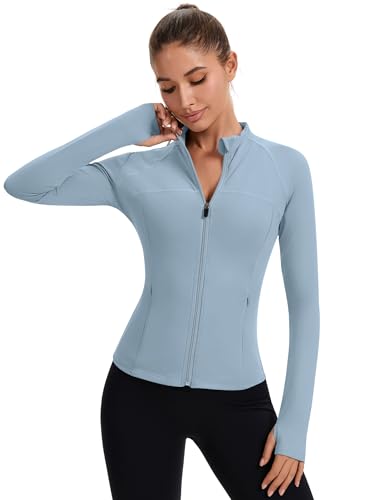 Rapbin Jackets for Women Womens Athletic Tops Women's Jackets Long Sleeve Athletic Tops Tight Fitted Golf Shirts (Blue XL)4