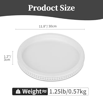 Hanobe Wood Decorative Tray Round: White Beaded Coffee Table Tray Circle Modern Wooden Trays Home Decor Kitchen Counter Centerpiece Organizer