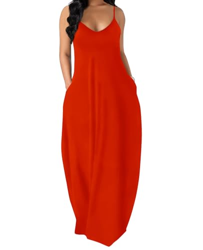 OFEEFAN Women's Maxi Dress with Pockets