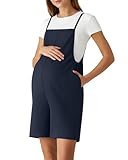 G4Free Maternity Overalls with Side Pockets Sleeveless Pregnancy Shorts Jumpsuit Adjustable Straps for Casual Wear Yoga Soft(Dark Navy,XXL)