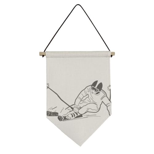 Drapeau noir en toile ski d'hiver en textile durable premium