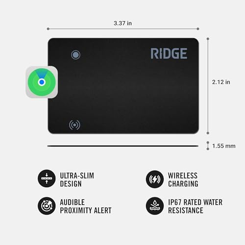 Image of Ridge Wallet Tracker Card Compatible with Apple Find My, Slim Tracking Card - Wallet Finder, Item Locator for Luggage Tags, Passports, Phone - MFi Certified, IPX67 Water Resistance