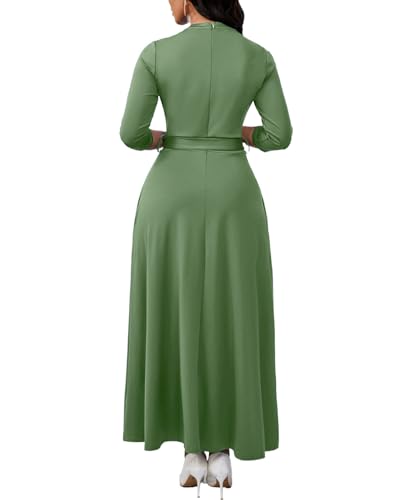 Image of BubFee Maxi Dresses for Women Semi Formal Long Dress 3 /4 Sleeve Casual A-line Church Dresses with Pockets