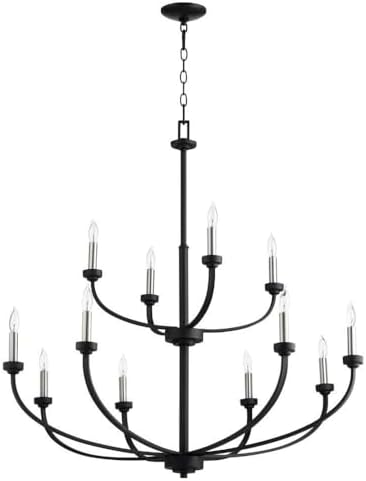 Quorum International Reyes 12-LT Chandelier - Noir - 6160-12-69, Black
