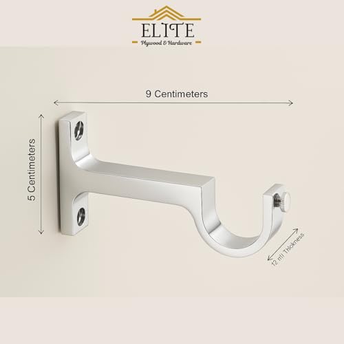 Image of Elite Aluminum Curtain Rod Brackets - Heavy-Duty Wall Mount Clamps for Curtain Rod Support for Door and Window Curtain Rods with Screw and Wall Plug - Pack of 2PCS (Silver)