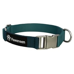 Dog Collar, Eco-Friendly Recycled Polyester Webbing | Soft Hypoallergenic, Durable Metal Buckle, Adjustable Size (Dark Sea, XS (9.8-11.8inch))