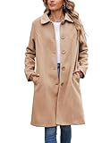 Springrain Womens Pea Coat Elegant Overcoat Single Breasted Winter Coat Dress Coat with Pockets(Camel-XL)