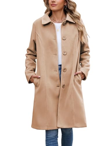Springrain Womens Pea Coat Elegant Overcoat Single Breasted Winter Coat