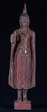  HD Asiatische Kunst Antik Khmer-Stil Holz Stehend Schutz Montag Buddha Statue
