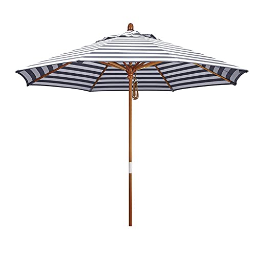 Parasol de jardin bleu à rayures pour doper le style de votre terrasse