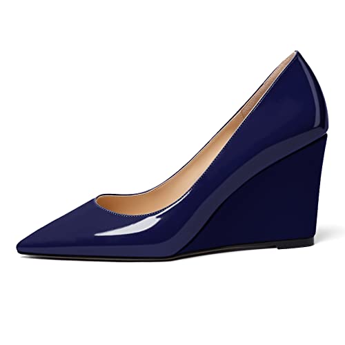Soireelady Women Wedge Heel Pumps Pointed Toe High Heel Wedges Slip On Heeled Shoes Elegant Dress Shoes for Evening Party Wedding2