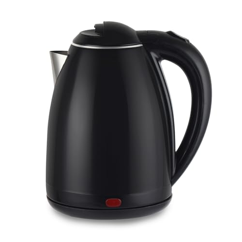 Image of Cello Pluto Quick Boil Stainless Steel Kettle 1350 Watts, 1.5 Litre Black | 304 Inner Stainless Steel, Double Wall, Cool Touch Outer Body, On-Off Indicator |Ideal For Boiling Water, Making Tea, Coffee