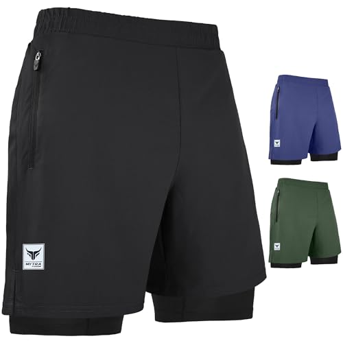 Mytra Fusion Short 2 en 1 pour Musculation - Sport Respirant et Léger - Séchage Rapide pour Entraînement Running et Fitness