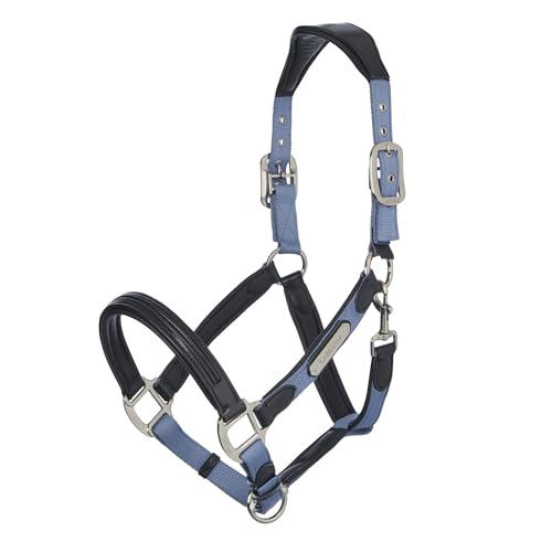 LeMieux Capella Headcollar azul polvo con detalles de cuero y acolchado suave
