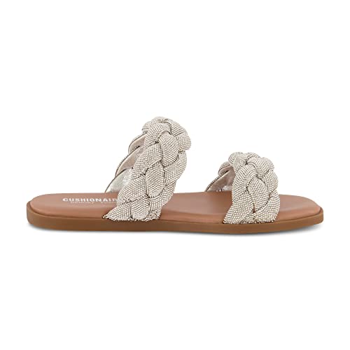 CUSHIONAIRE Women's Natasha rhinestone braided slide sandal +Memory Foam, Wide Widths Available4