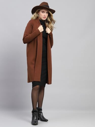 Image of Monte Carlo Womens Regular Fit Full Sleeve Front Open Solid Winter Cardigan (Pack of 1)