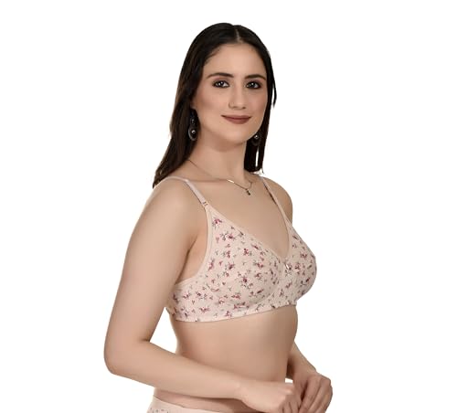 Image of Full Coverage Non Padded Wire Free Daily Use Regular Printed Bra for Women and Girls in Multicolor