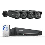 Reolink 4K Überwachungskamera Aussen Set, 8CH Videoüberwachung mit 4X 8MP PoE IP Kamera und 2TB HDD NVR für 24/7 Aufnahme Innen Outdoor, Personenerkennung und Fahrzeugerkennung, RLK8-800B4 Schwarz