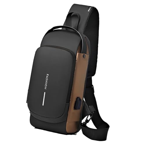 Carbon Fiber Streamline Anti-theft Sling Bag, USB Charging Sport Sling, Sports Crossbody Bags, Waterproof Shoulder Backpack