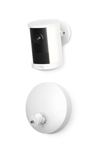 Image of Ring Spotlight Cam, Wired (newest model), Home or business security, Wide-Angle Retinal 2K Video, 6x Enhanced Zoom, Motion-Activated Spotlights, White