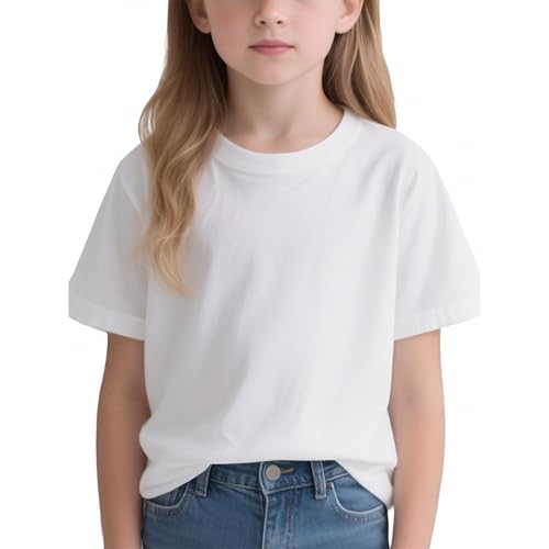 5-12 Years Girls Dropped Shoulders Sleeve T Shirts Kids Summer Crewneck Tees