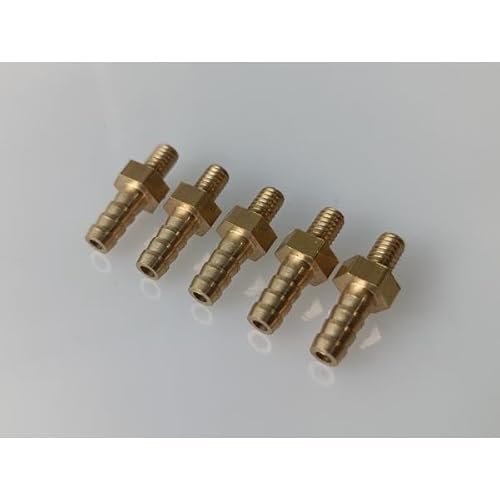 真鍮 ニップル 長さ: M4x0.7 to 4mm 5個 水冷却 燃料 ノズル タケノコ ニップル エア ホース