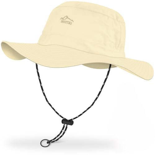 BROTOU Sonnenhut UV Schutz UPF 50+ Boonie Hut mit Breiter Krempe, Faltbar Safari Wanderhut Fischerhut Sonnenschutz & Wasserdicht Wanderhut Buschhut Sommerhut für Outdoor und Bergsport Herren Damen