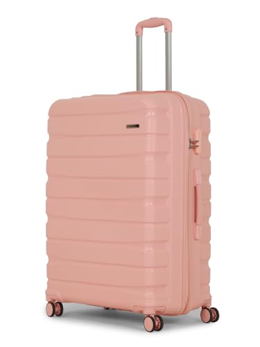 Image of Teakwood MA Trolley Bag, Hard with Zipper Closure, Adjustable Push Button & Cross Side Strap, Number Lock System 360 Degree (Rose, Set of 3)