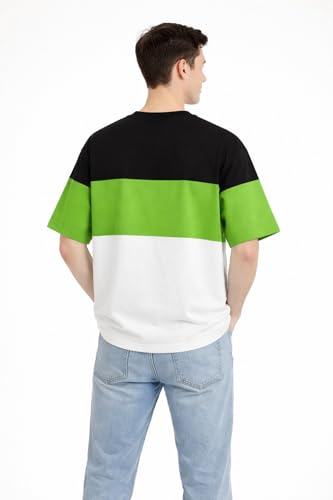 Image of Stylish Men Color Block Oversized Half Sleeve Round Neck T-Shirt