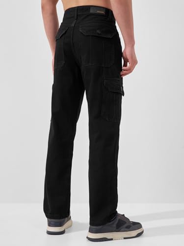 Image of Highlander Men Men's Relaxed-Fit Cargo Pocket Jeans | Clean Look | Cotton Comfort | Utility Style| Cargo Jeans for Man