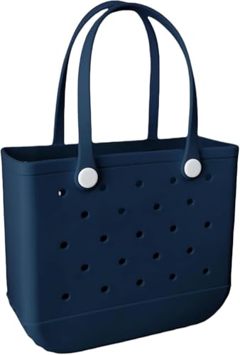 Rubber Beach Bag Beach Rubber Tote Bag, Washable and Durable Open Rubber Tote Bag for Beach Pool Yoga Fitness(Medium, Grey)