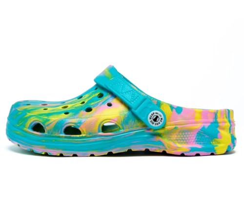 Image of Generic Boys&Girls Classic Marbled Tie Dye Clog shoes Camouflage Clogs size5, Blue Yellow