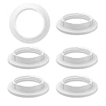 6 Piece Lampshade Reducer Ring E27 Screw Collar Ring 40MM, Lampshade Fittings E27 for Table Lamp, Ceiling Lights, Plastic Screw Bulbs Lamp Holder Twist Lock Socket Replacement Ring（White）