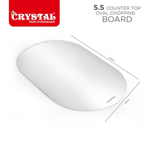 Image of Crystal Stainless Steel Oval Shape Large Chopping Board | Cutting Board Vegetable, Fruit, Bread & Meat | Durable Safe