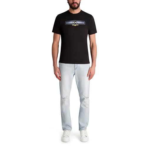 KARL LAGERFELD Men's Short Sleeve Crewneck Karl Stripe Graphic Design T-Shirt2
