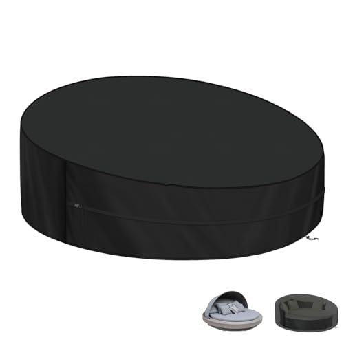 LAMUNI Housse de Protection Canapé-lit Rond 165x90/50cm Bâche Lit de Jardin, Housses Imperméable pour Lit de Jardin, Couverture de Lit de Jardin, Anti-UV,...