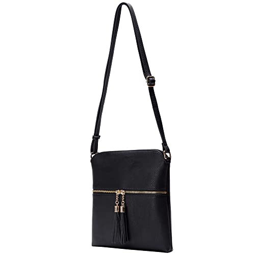 Image of Solene Womens Lightweight Medium Crossbody Purse with Tassel, Perfect Size Crossbody Bags for Daily Use, travel