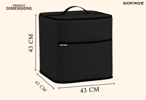 Image of Oven Air Fryer Top Cover with 2 Storage Pockets for Inalsa 23L - Dustproof & Waterproof, Washable Protective Cover for Kitchen Appliances inls 23L (Black)