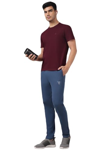 Image of Van Heusen Men Solid Regular Fit Trackpant - Zipper Pocket, Elasticated Waistband with Adjustable Drawstring