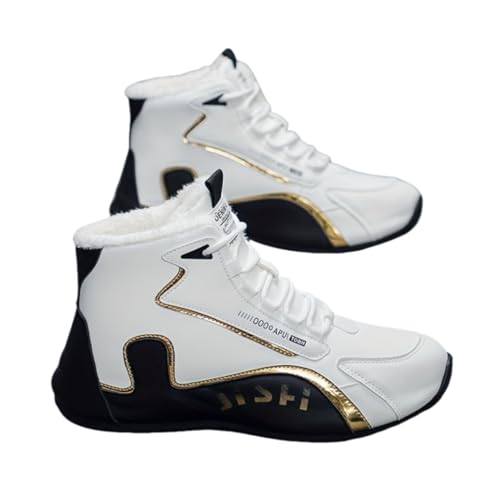 Men's High-Top Winter Snow Boots with Fleece Lining - Street Style Fashion Popular Graphic - Durable PU Upper & Rubber Sole - Lace-Up Round Toe Outdoor Hiking Boots for Fall/Winter