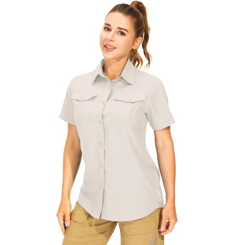 Women's Button Down Shirts UPF 50+ Short Sleeve Sun Protection Shirts Stretch Quick Dry Shirt for Fishing, Hiking, Travel