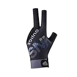 RNXRZANK Three Finger Pool Glove for Billiards Left Hand Snooker Cue Mitt, Black Gray