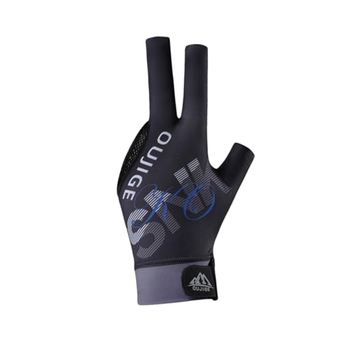 RNXRZANK Three Finger Pool Glove for Billiards Left Hand Snooker Cue Mitt, Black Gray