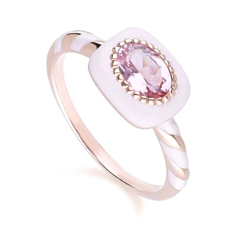 Anillo de vals siberiano esmaltado y turmalina rosa, Piedra preciosa., Turmalina
