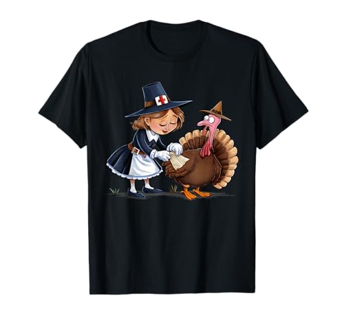 Infirmière pèlerine Thanksgiving Turquie Étudiant Médical Collègues T-Shirt