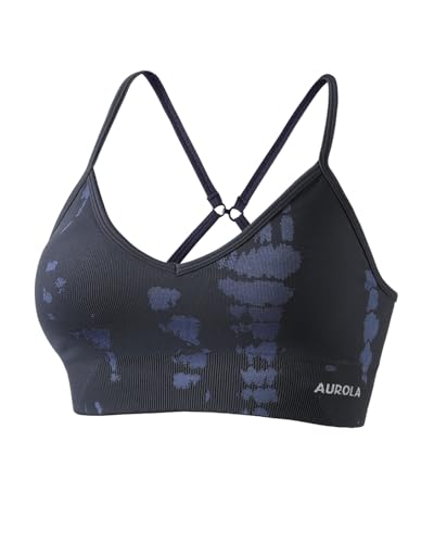 Image of AUROLA Serpent Seamless Sports Bras for Women,Backless Padded Strappy Workout Gym Yoga Crop Tops