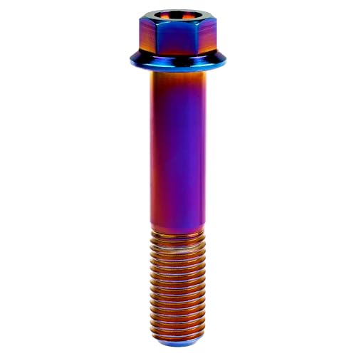 Image of Titanium Bolt M12 30 35 40 45 50 55 60 65 70 75 80 85 90mm Hex Small Flange Head for Motorcycle Car Modification Pack of 4 (M12x60mm Pitch 1.5, Burnt Blue)